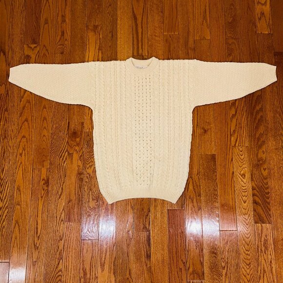 Highland Home Industries Scotland Scottish Thistle Cable Knit Aran Wool Sweater - Picture 11 of 16